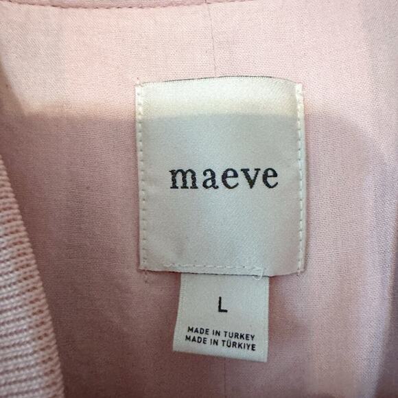 Maeve Light Pink Sheen‎ Bomber Jacket Women's Size Large front zip - Picture 4 of 11